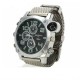1080P Spy camera watch with calendar and compass (Silver Chain)
